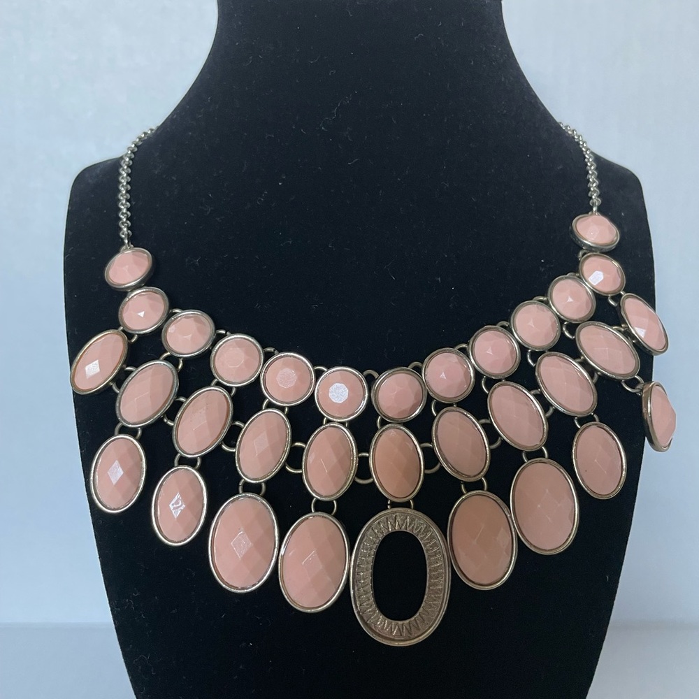 Peach color beads statement necklace